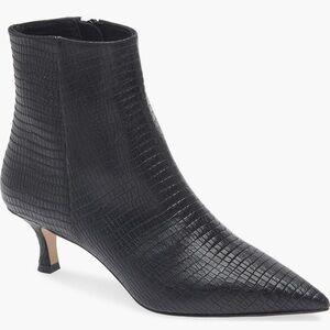 Bruno Magli Nerina Black Croc-Embossed Pointed-Toe Ankle Bootie